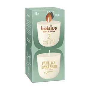 Bolsius uzpildes sveces 2 gab. — vaniļas un tonkas pupiņu aromāts