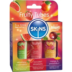 Набор интимных лубрикантов SKINS Fruity Lubes Kit — Арбуз, Клубника, Манго, 3 × 12 мл
