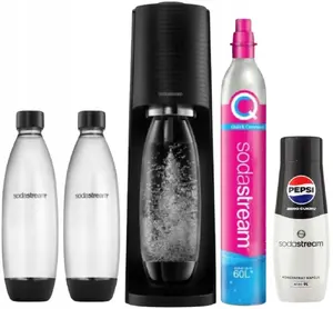 SODASTREAM Terra soda maker with 2 bottles, CO2 cylinder, Pepsi Max syrup — black