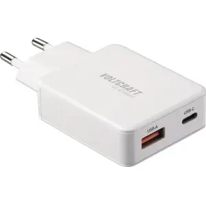 Зарядное устройство USB Voltcraft UC-1C1A65W01 с USB-C PD 3.0 и USB-A Fast Charge, 65 Вт, белое