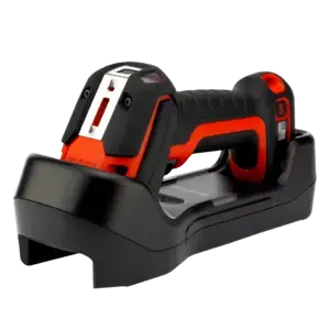 Izturīgs Honeywell Granit Ultra 2105IXLR-3USB-CLHE skeneru komplekts — Bluetooth, 1D/2D, ārkārtīgi liels attālums, kontaktuzlāde, vibrators, batterija, USB kabelis, horizontāla pamatne, sarkans skeneris