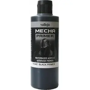 Грунт-спрей VALLEJO Mecha Primer Black 200 мл — чёрный грунт для моделей и миниатюр