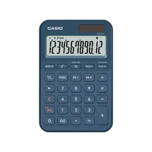 Desktop basic calculator CASIO MS-20YC — 12-digit, tax & profit functions, battery/solar, navy