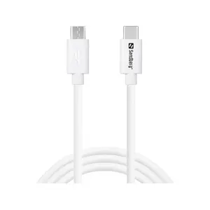 Cable SANDBERG USB-C to Micro‑USB B 1 m — charge/data, white