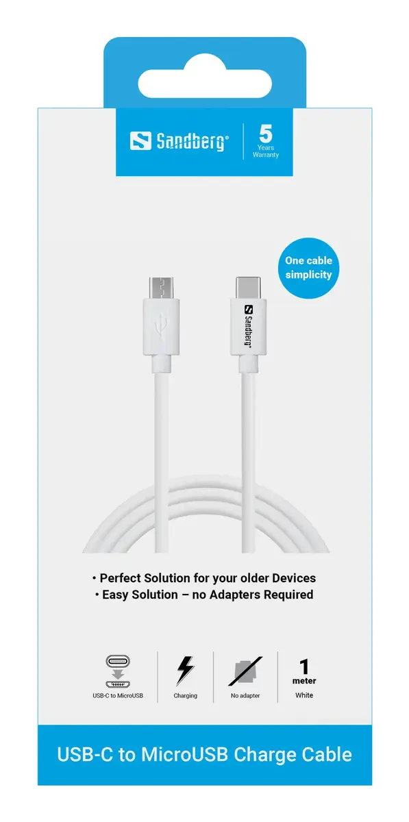 SANDBERG USB‑C — Micro‑USB B кабель 1 м Photo 2