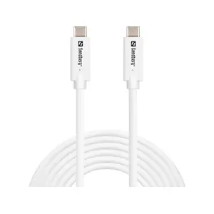 USB-C to USB-C cable SANDBERG 3 m, USB 3.2 Gen 2 10 Gbit/s, 100W, white