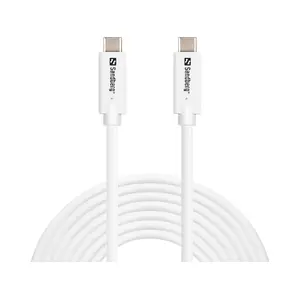 Кабель USB-C на USB-C SANDBERG 5 м, USB 3.2 Gen 2 (10 Гбит/с), 100 Вт, белый