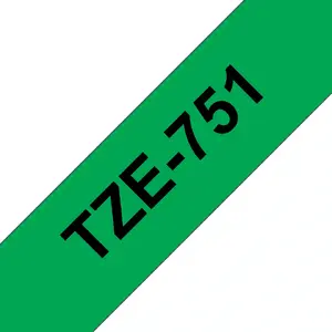 Laminated label tape Brother TZe-751 24 mm — black on green, 8 m, gray cartridge