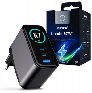 Power adapter 3MK InCharge Lumin 67W QC4+ for devices — Display Black/Grey