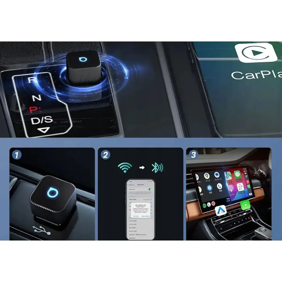Ottocast T2 Mini Slim беспроводной адаптер CarPlay/Android Auto Photo 3