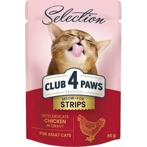 Влажный корм для кошек пауч Club 4 Paws Club4Ł 80 г — полоски курицы в соусе