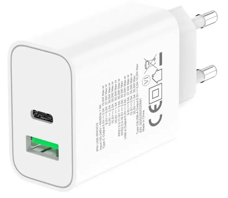 TECHLY USB-C + USB-A 30W iekštelpu lādētājs IPW-USB-30WACG Photo 3