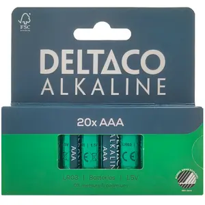 DELTACO LR03-20B AAA Sārmu vienreizējās lietošanas baterija 1.5 V 20 gab.