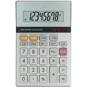 Pocket financial calculator Sharp EL-330ER — 8-digit, single-line display, currency converter, tax functions, AC/battery, grey