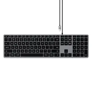 Wired USB keyboard Satechi Slim W3 — QWERTY English layout, aluminium and black