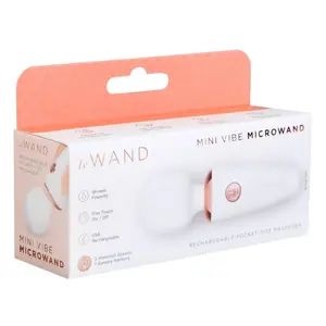 Handheld massager le wand Mini Microwand White — wand-style vibrator, 10 cm length, head Ø 3 cm, 7 modes, rechargeable