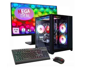 Datora sistēma Hyrican GAMEMAX MegaDeal Infinity Mini ar Ryzen 7 5700X, 16 GB RAM, 1 TB SSD, RTX 5060Ti, Windows 11 un MSI PRO MP273A 27" monitors