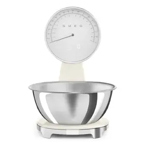 Elektroniskās virtuves svari Smeg 50's Style KSF01CRWW — 5 kg kapacitāte, 1 g precizitāte, krēmkrāsas
