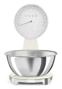 Smeg 50's Style Electronic Kitchen Scale KSF01CRWW Cream with 5 kg Capacity, 1 g Accuracy, Analog / LCD Display and Tare Function