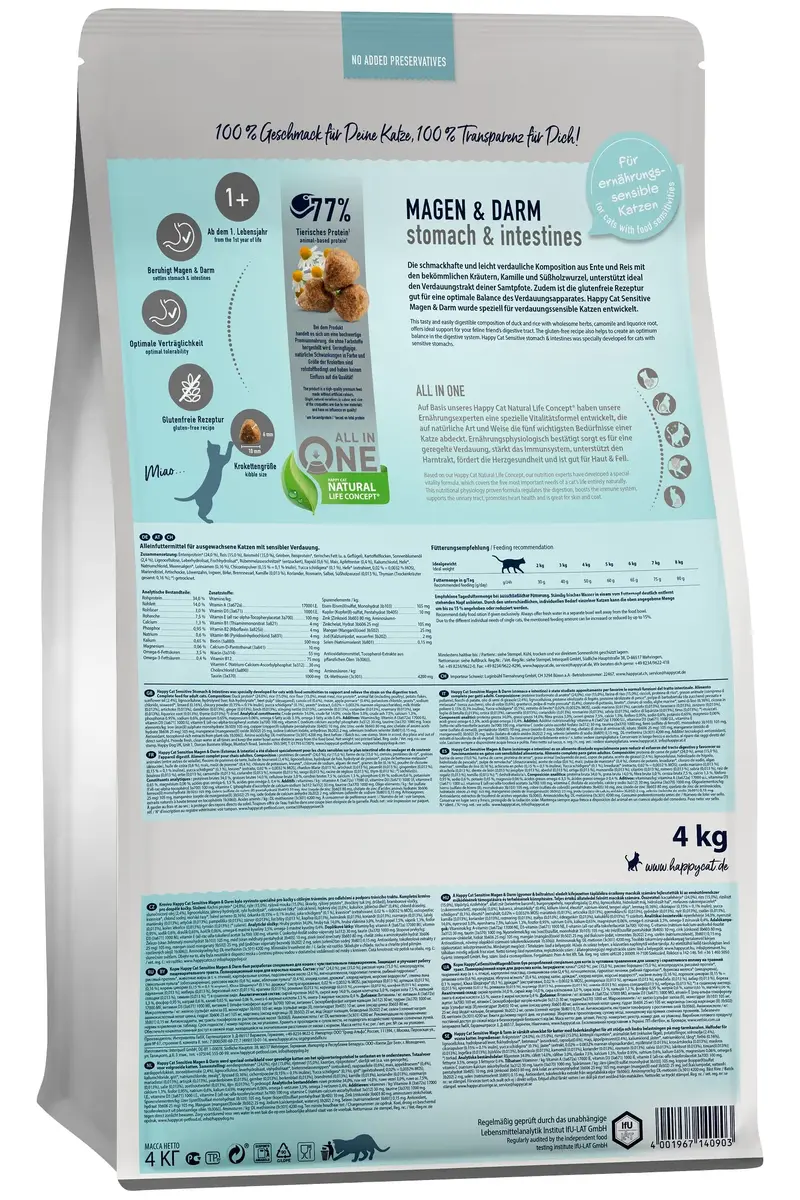 happy cat Happy Cat Sensitive Stomach & Intestine kaķu barība 4 kg Photo 2