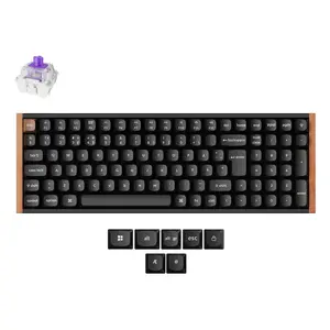 Mekaņiskā tastatūra Keychron K4 HE — USB, RF bezvadu, Bluetooth, magnētiski-mekaņiskie slēdži, RGB, Ziemeļvalstu izkārtojums, melna/koks