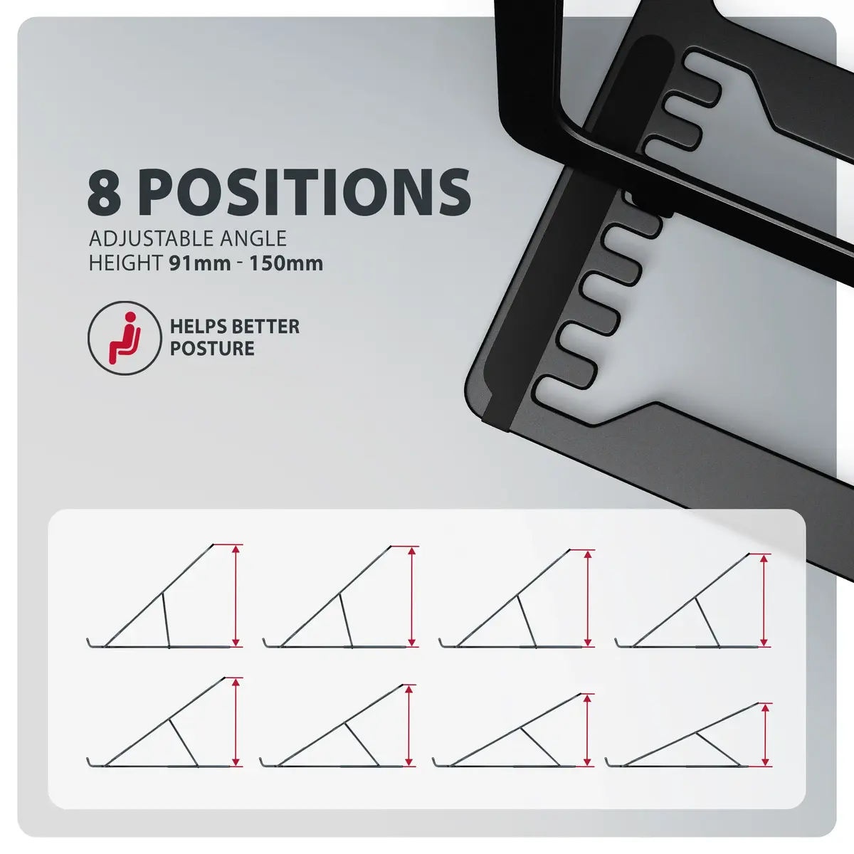 AXAGON STND-LAB laptop stand — aluminum for 10"–17.3" Photo 4