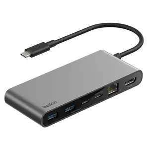 Хаб Belkin USB Type-C INC024HQSGY — HDMI, 2.5Gb Ethernet, USB 3.2 Gen1, SD/MiniSD, 10000 Mbit/s, 4K@60Hz, серый