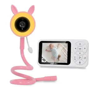 Baby monitor Evolveo N35 with camera, VOX, thermometer, night vision, RGB light, pink