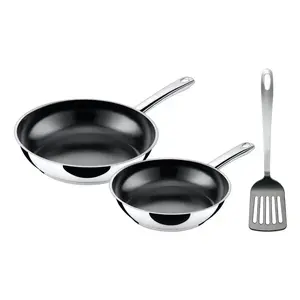 Fry pan set SILIT Talis 3-piece — round all-purpose pans, black stainless steel, pack of 3