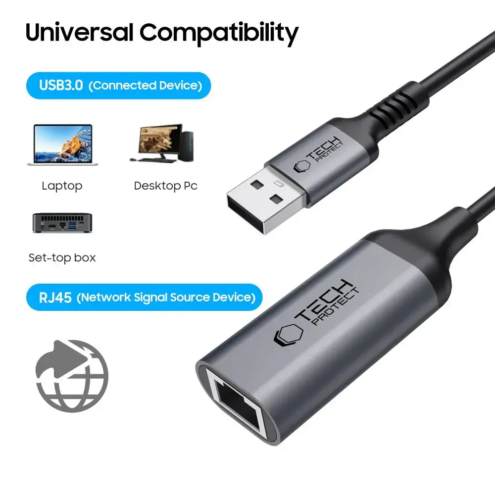 Адаптер USB 3.0 → Ethernet Tech‑Protect ULTRABOOST Photo 2