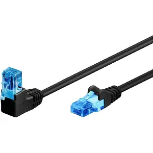Патч-корд GOOBAY Cat.6A U/UTP 1 м, черный, прямой / угловой 90°
