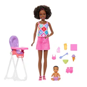 Spēļu komplekts MATTEL Barbie Skipper Babysitters Inc. ar Skipper lelli, mazuli, zīdaiņu krēslu un 8 aksesuāriem, 275 mm, 3–9 gadi