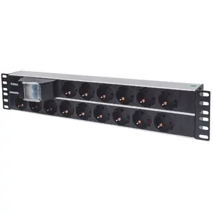 INTELLINET 19" 2U statīva PDU 15x Type F kontaktligzdas, 3 m kabelis, 250 V, 16 A, dubultais gaisa slēdzis