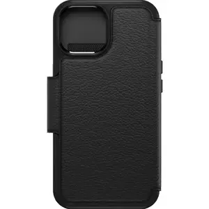 Protective leather folio case OTTERBOX Strada MagSafe for iPhone 15 Pro — Shadow black