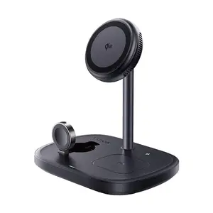 Беспроводная магнитная зарядная подставка Baseus EnerFill FS41 3-в-1 22.5W USB-C, черная