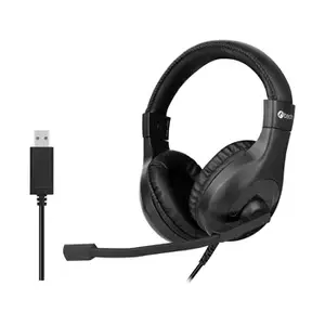 Datora austiņas c-tech MHS-05U USB, vadu USB savienojums, melnas