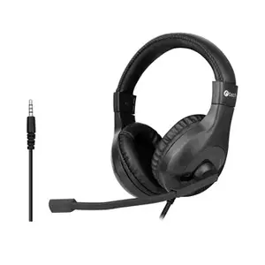 Datora austiņas c-tech MHS-05 ar 3,5 mm ligzdu, vadu, melnas