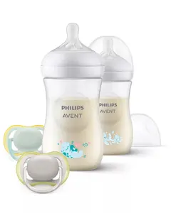 Philips AVENT Natural Response SCD837/11 dāvanu komplekts jaundzimušajiem ar pudelītēm un mānekli