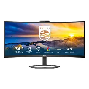 34" монитор Philips 5000 Series 34E1C5600HE/00 изогнутый VA 3440×1440 4K Ultra HD 21:9, 4 мс, USB 3.2 хаб, колонки, VESA, рег. по высоте, чёрный