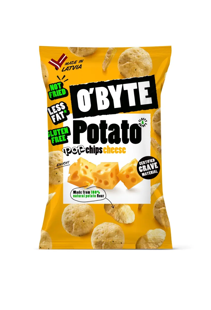Kartupeļu čipsi O`BYTE siera garšā, 90