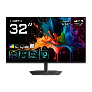 32" GIGABYTE MO32U2 QD-OLED 4K UHD игровой монитор — 3840×2160, 240 Гц, 0.03 мс, 250 кд/м², HDMI 2.1, DisplayPort 1.4