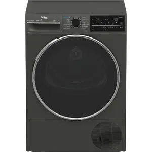 Tumble dryer BEKO B5T89243M — freestanding front-load, heat pump, 9 kg, black, 598×672×846 mm