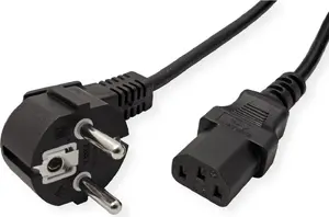 Power cable ROLINE CEE 7/7 to IEC C13, 5 m – mains lead for power supplies and devices