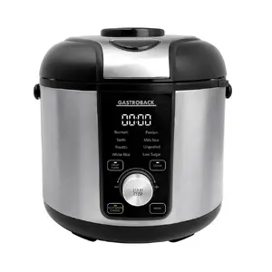 Rīsu katls GASTROBACK Rice Control Low Carb & Steam, 3 L, 450 W, melns/nerūsējošais tērauds