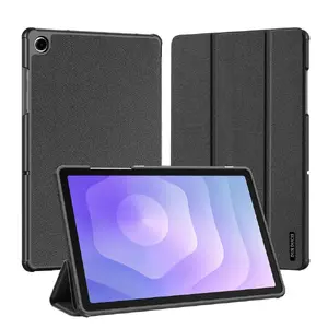 Planšetdatora vāciņš Dux Ducis Domo Series no PU ādas ar trīskāršu statīvu Galaxy Tab A9 Plus / Tab A11 Plus — melns