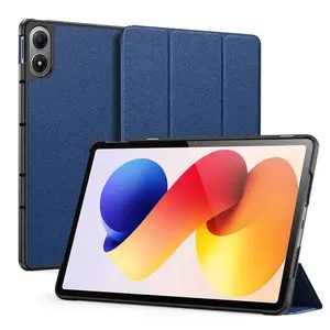 Planšetdatora pārvalks Dux Ducis Domo Series ar trīskāršu statīvu no PU ādas priekš Xiaomi Redmi Pad 2 Pro — zils