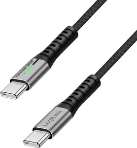 USB-C data cable LOGILINK CU0430, 20 Gb/s, 100W, 0.3 m, braided, black