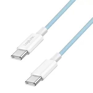 USB Type-C kabelis LOGILINK CU0349, C/M uz C/M, USB 2.0, 0.5 m, 60W, zils, neilona apvalks