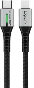 USB-C data cable LOGILINK CU0420, 480 Mb/s, 100W power delivery, 0.3 m, black, braided