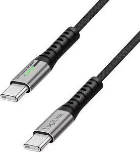 USB-C cable LOGILINK CU0423, 480 Mb/s data, 100W power, 1.5 m, braided, black